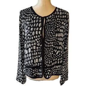 NEW Joie Moudine In Caviar Silk Beaded 3/4 Sleeve Jacket Size L